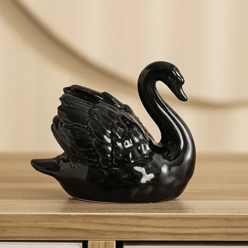 Xt Home Textiles - Para Łabędzie Ceramiczna Biżuteria Kreatywna Czarno-Biała