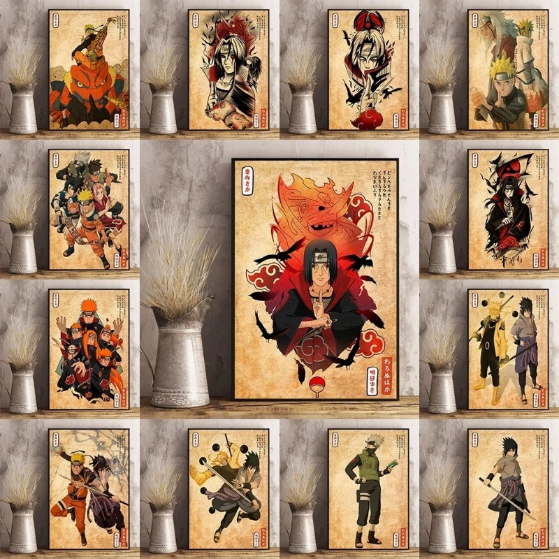 Xt Home Textiles - Japońskie anime Naruto Plakat Retro Art