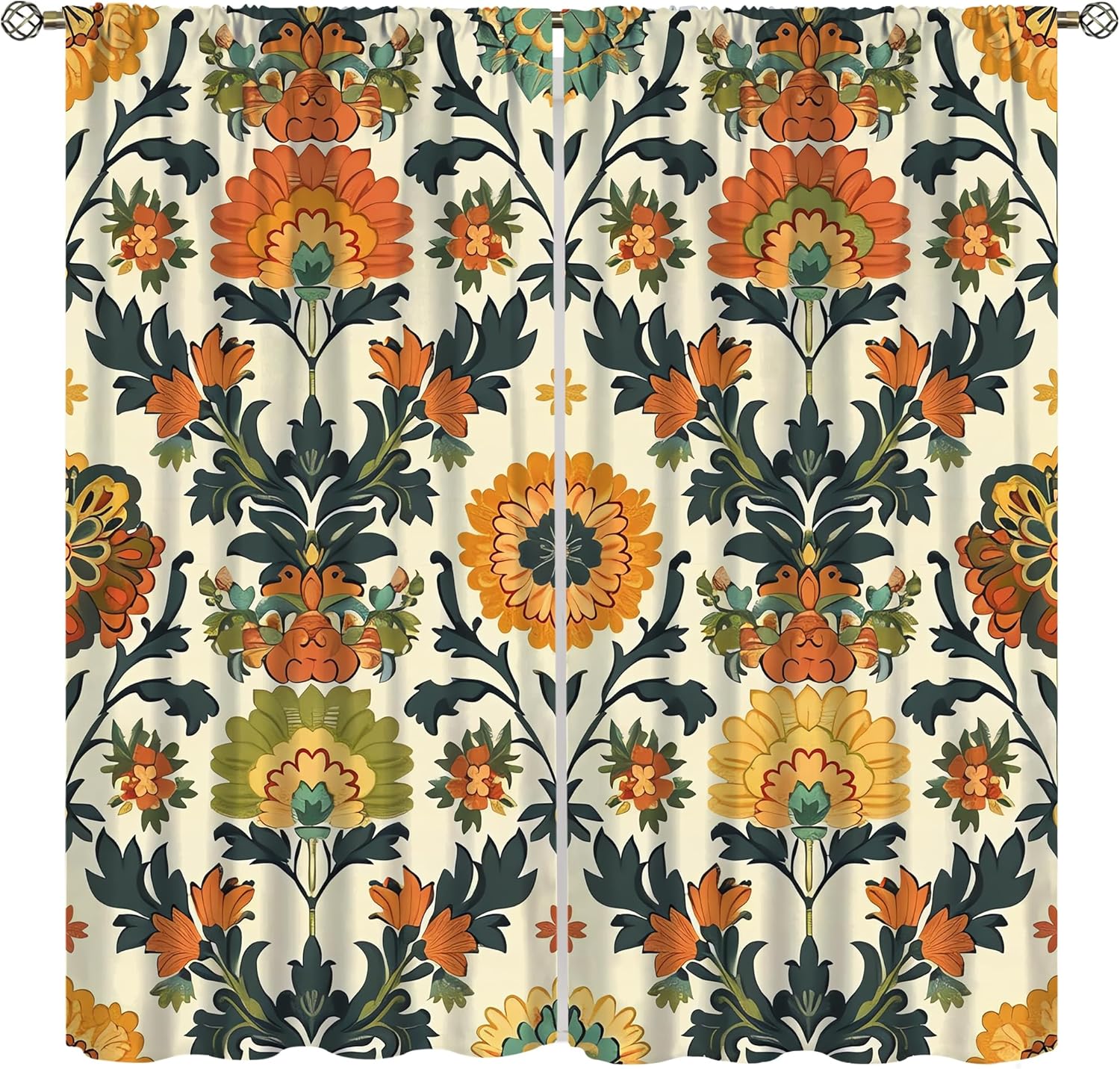 Home Textiles Luxury Curtains - Luksusowe zasłony z kwiatowym wzorem, poliestrowe