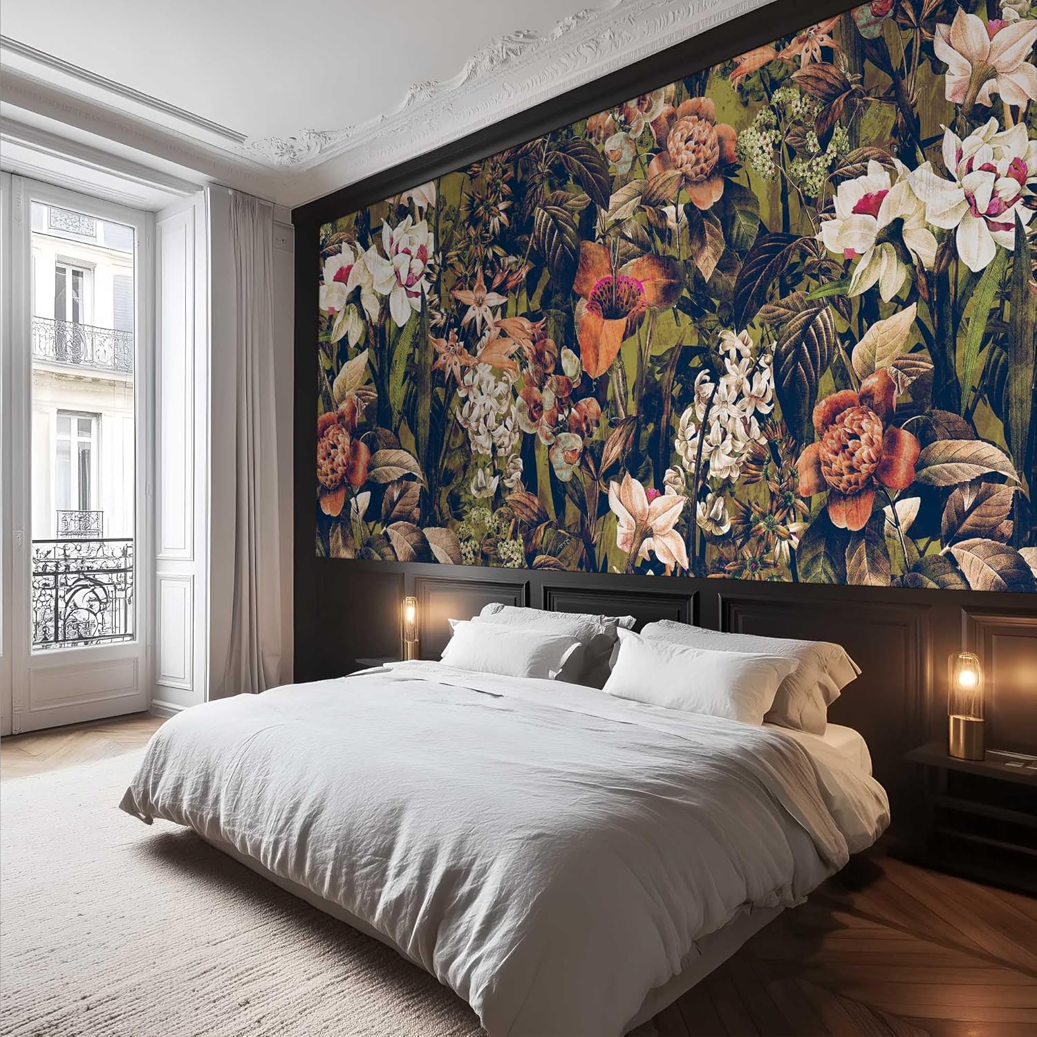 Home Textiles Luxury Curtains - Luksusowy kwiatowy gobelin, tło do łóżka,