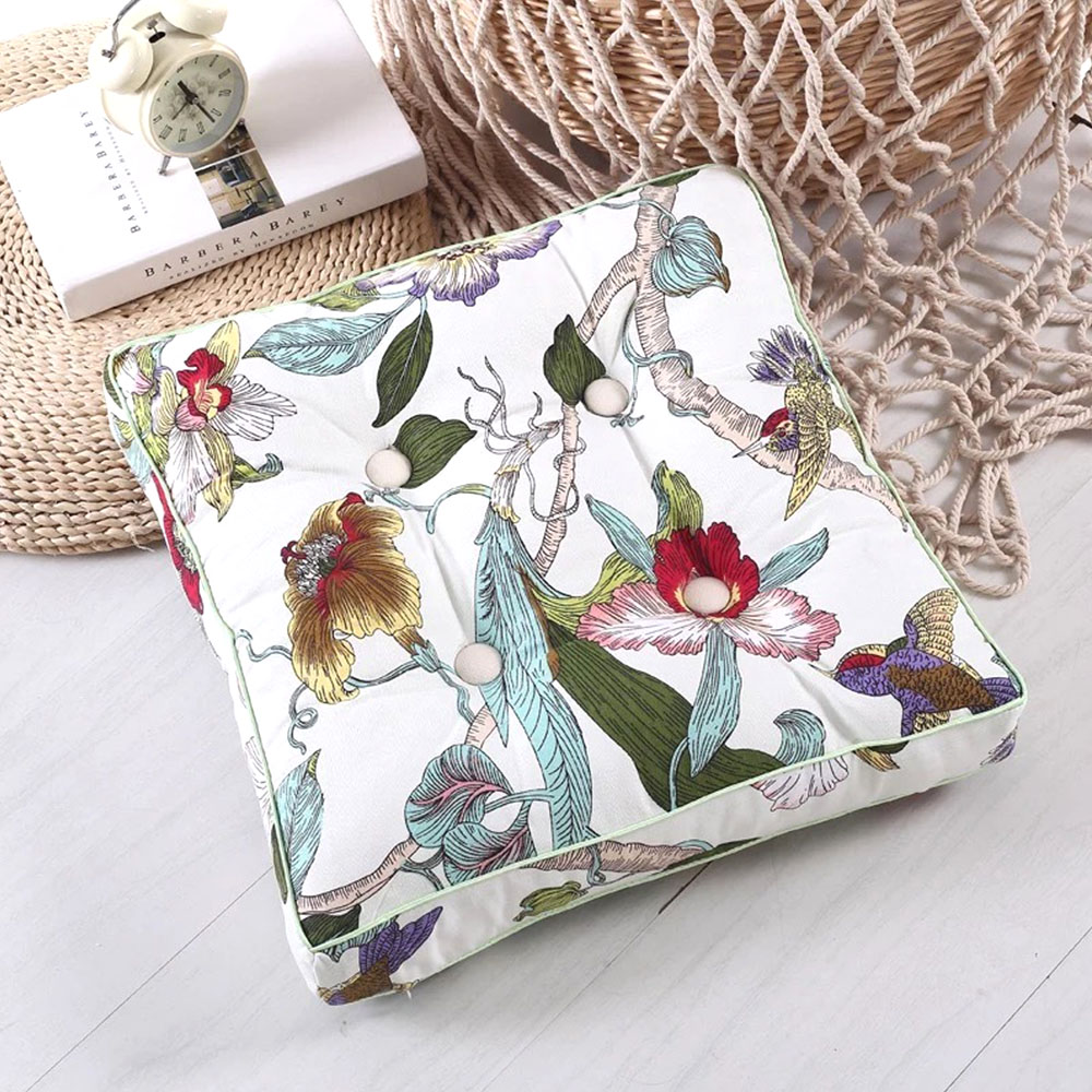 Ptak i kwiatowy wzór lniana tk – Linum Home Textiles recenzja i cena